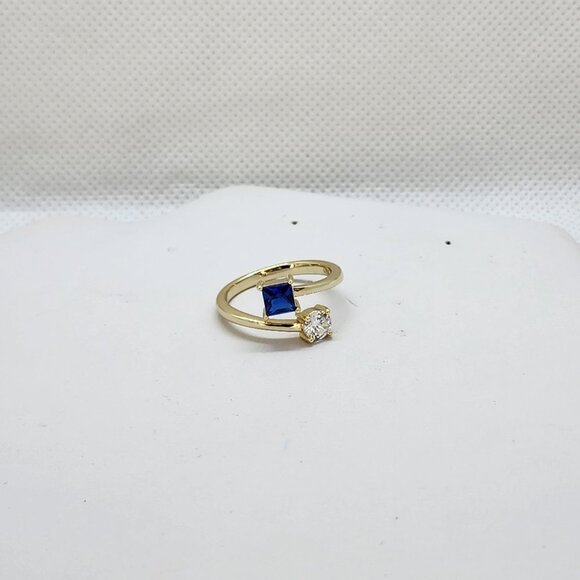 Brand New Sterling Silver 925 Blue/White Gemstones Ring - Picture 3 of 5